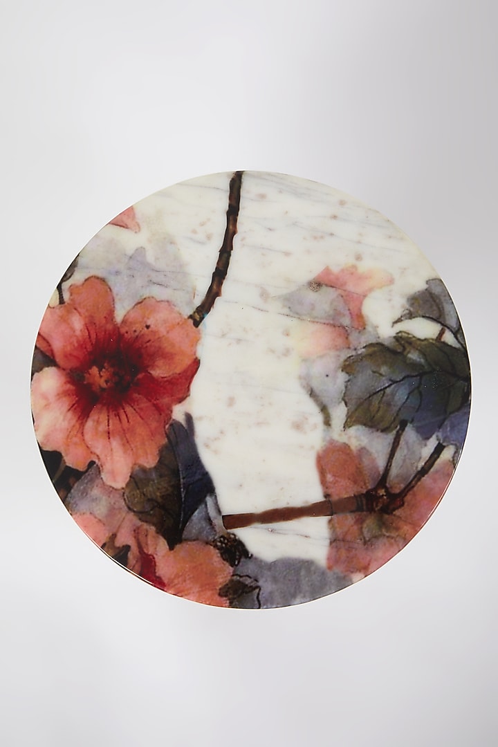 Antique Gold Marble Floral Cake Stand by Assemblage at Pernia's Pop Up Shop