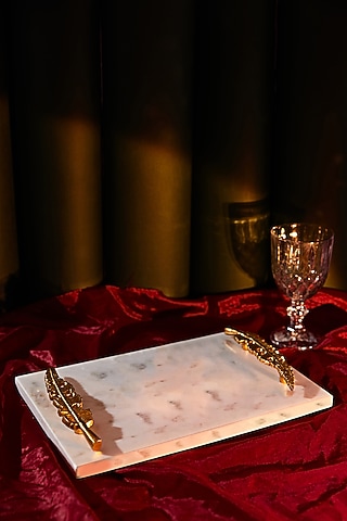 White & Gold Marble Tray by Assemblage