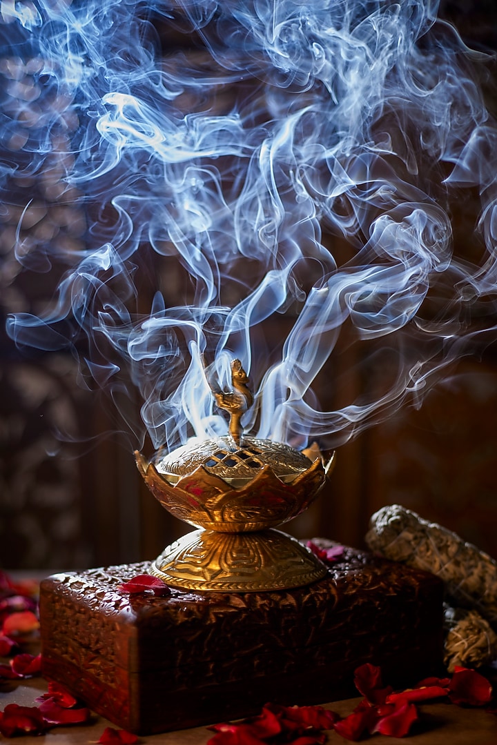 Gold Brass Incense Lamp by Assemblage at Pernia's Pop Up Shop