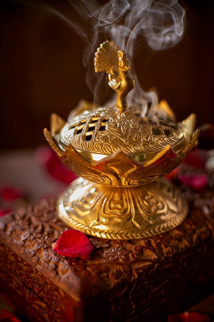 Gold Brass Incense Lamp by Assemblage at Pernia's Pop Up Shop