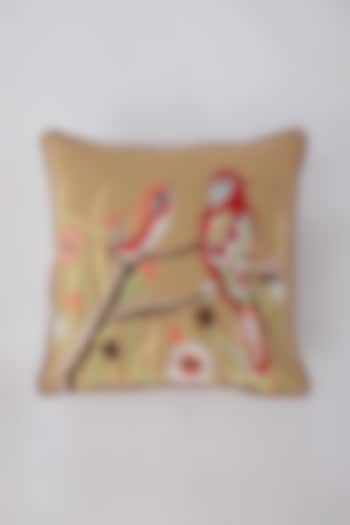 Multi-Colored Cotton Bird Machine Embroidered Cushion Cover by Astam by Astam sutra