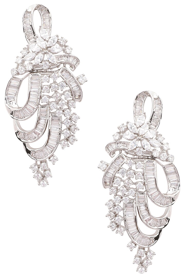 Silver finish white zircons earrings available only at Pernia's Pop Up Shop.