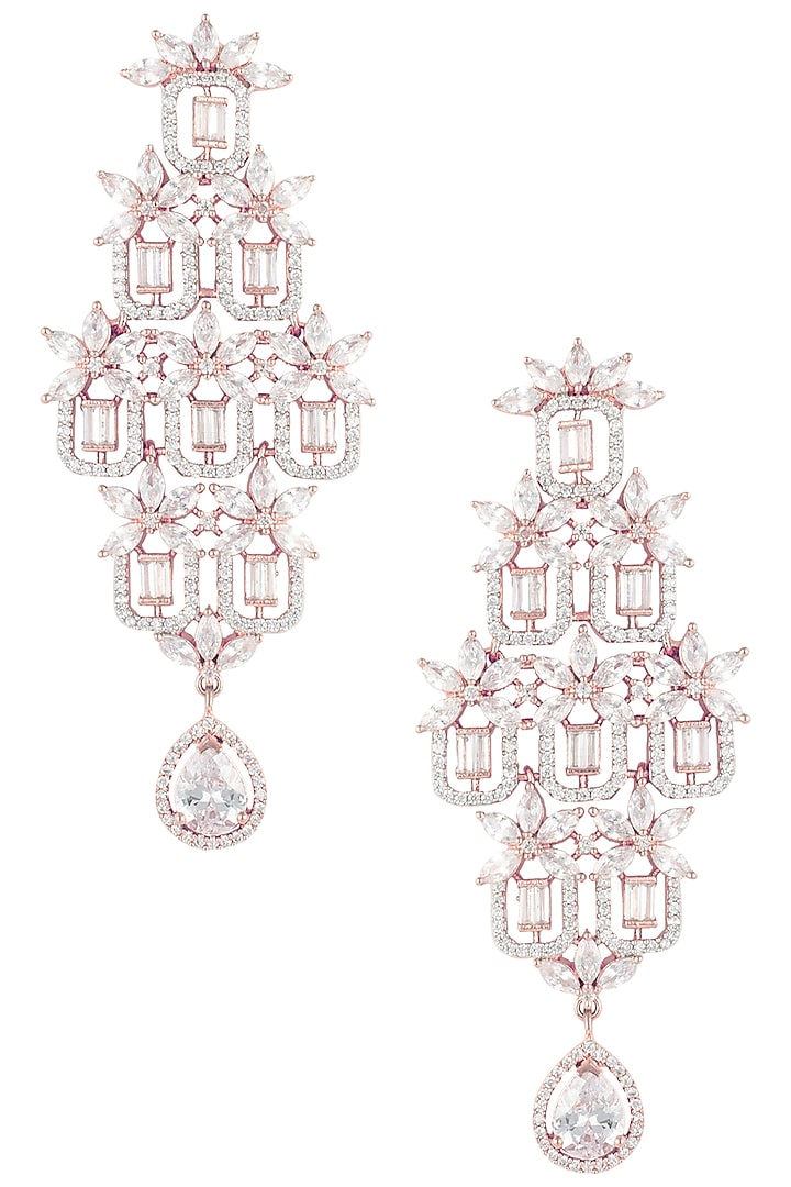 Rose gold finish zircons earrings available only at Pernia's Pop Up Shop.