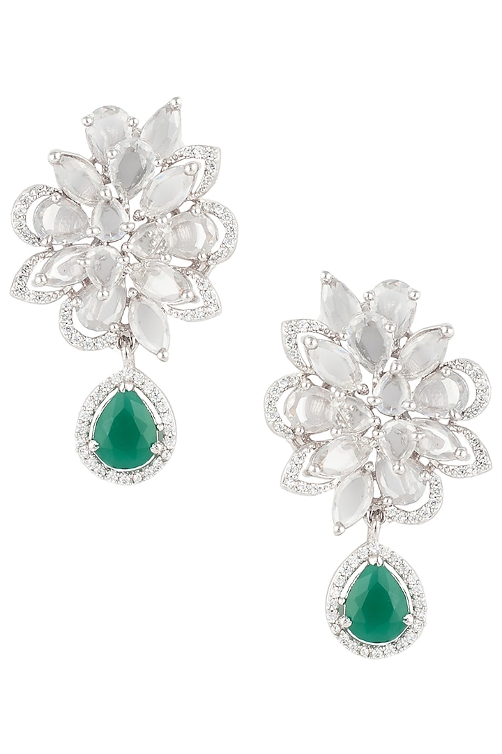 Silver finish zircon and green stone earrings available only at Pernia's Pop Up Shop.