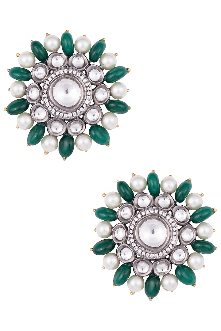 Antique finished oversized kundan earrings available only at Pernia's Pop Up Shop.