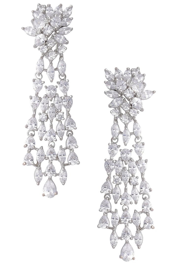 Silver White Zircon Dangler Earrings by Aster at Pernia's Pop Up Shop