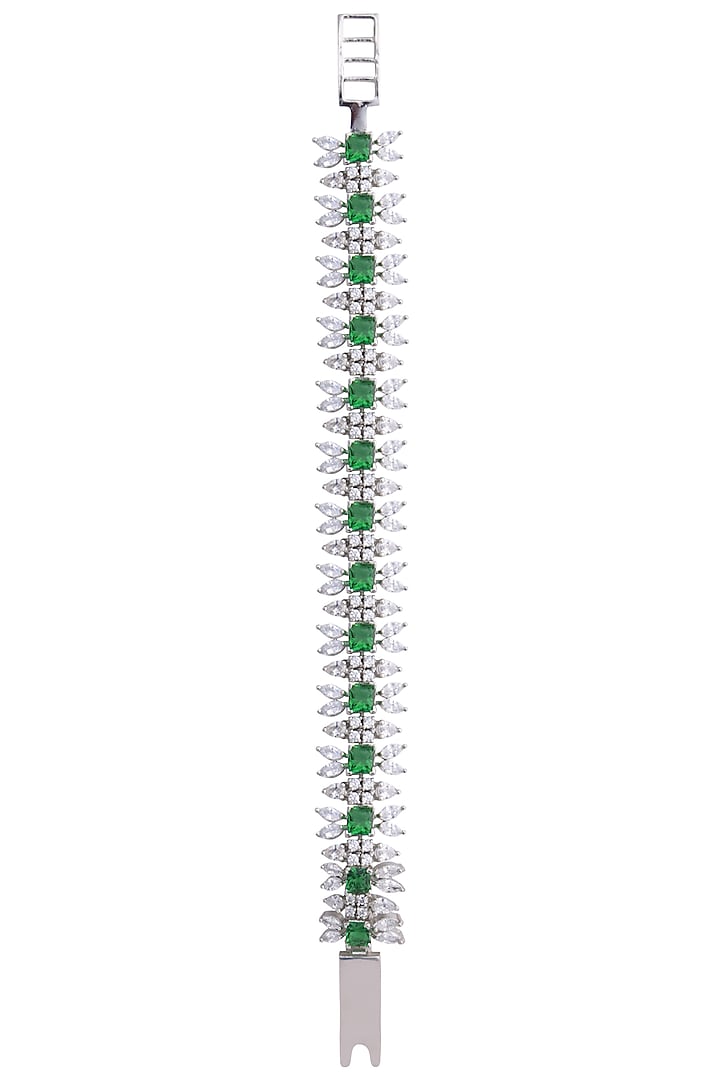 Silver faux emerald and zircon bracelet available only at Pernia's Pop Up Shop.