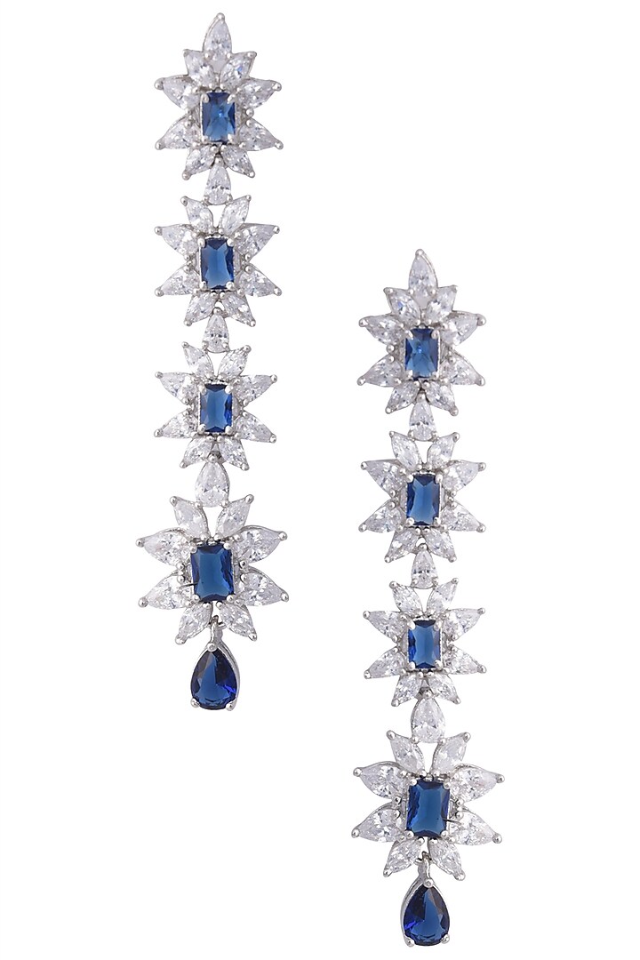 Silver faux sapphire and zircon earrings available only at Pernia's Pop Up Shop.