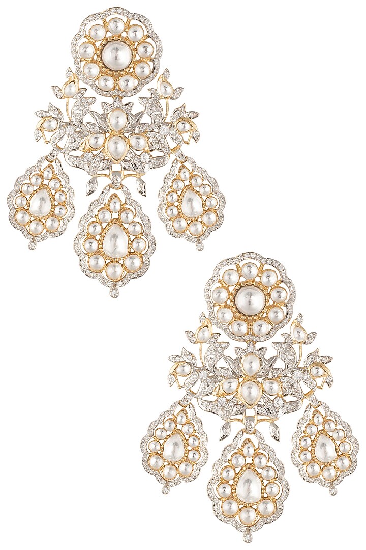 Gold plated statement kundan earrings available only at Pernia's Pop Up Shop.