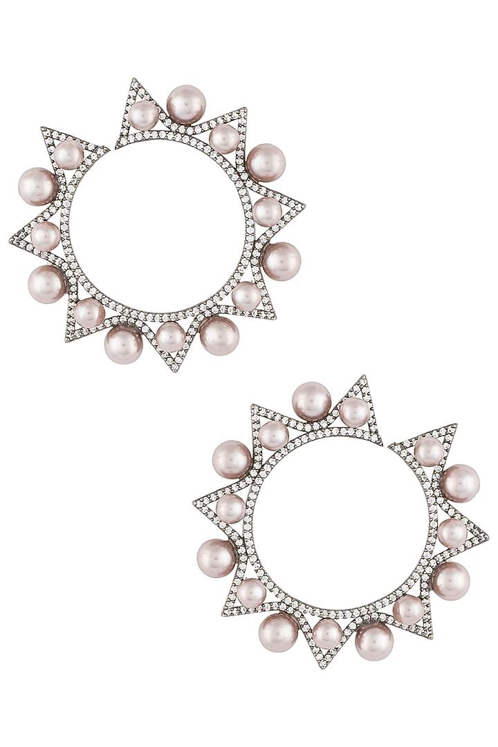 Black rhodium plated pearl contemporary earrings available only at Pernia's Pop Up Shop.