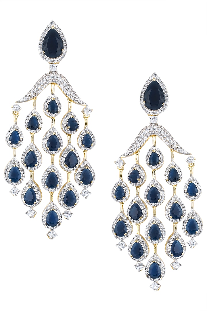 Silver plated white and blue faux sapphire earrings available only at Pernia's Pop Up Shop.