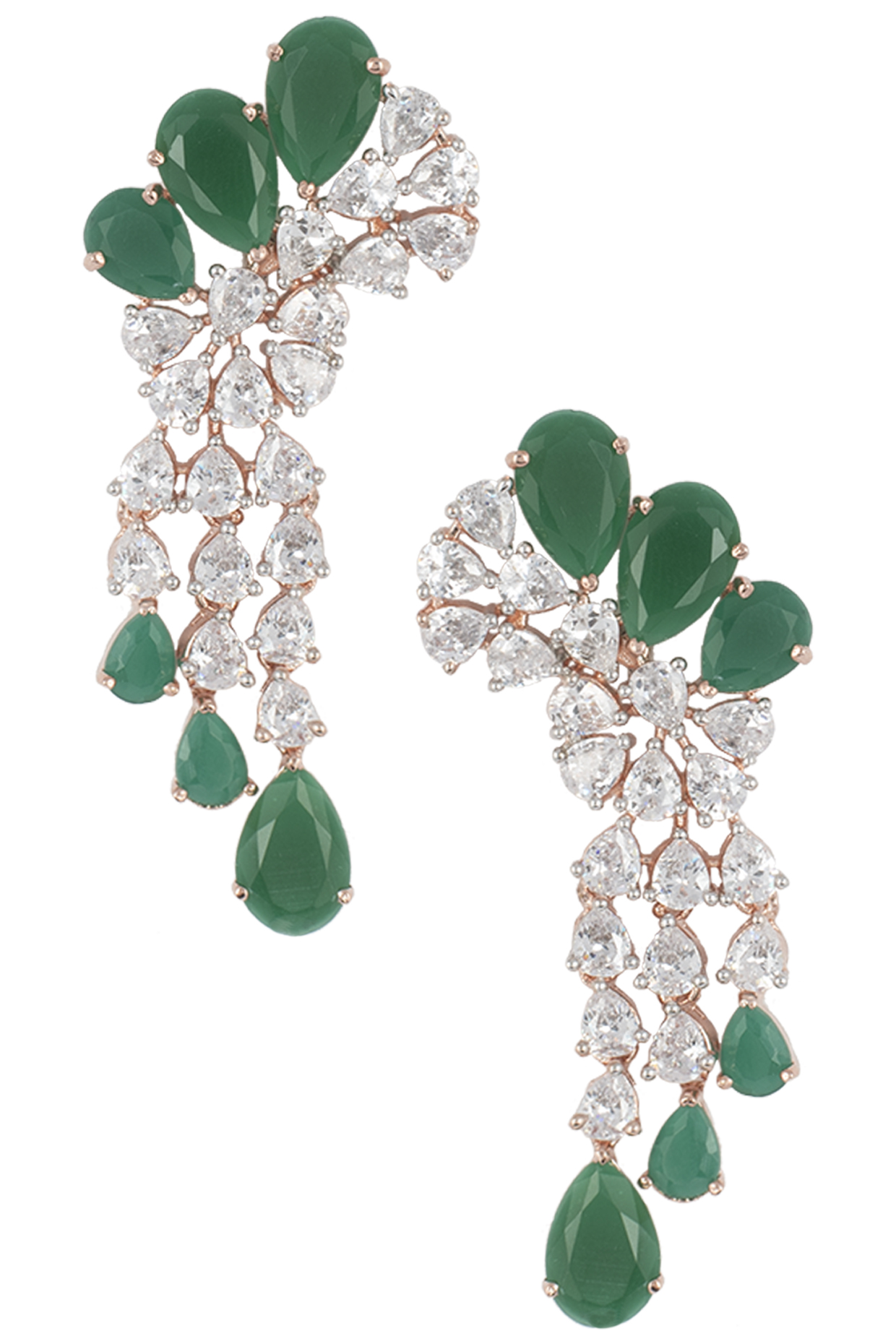 Silver Plated Faux Diamond Dangler Earrings by Aster