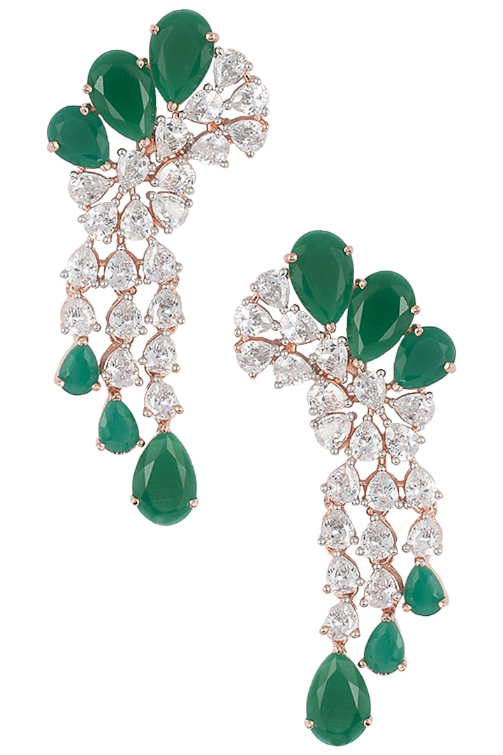 Silver Plated Faux Diamond Dangler Earrings by Aster