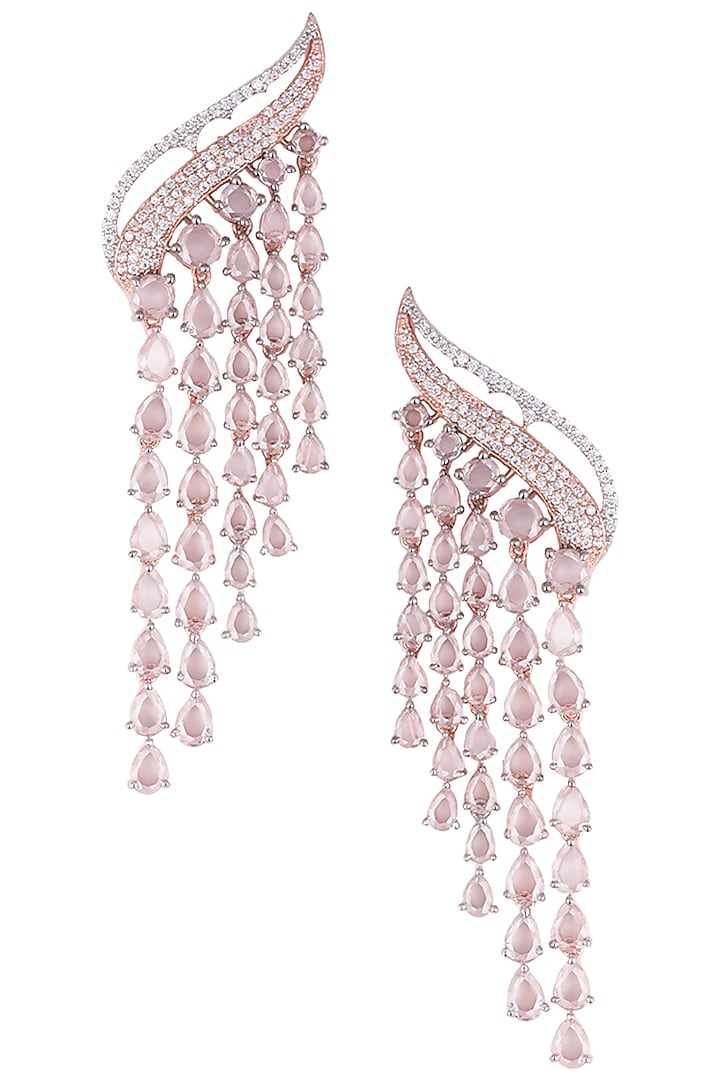 Silver plated faux diamond and rose cut stone waterfall earrings available only at Pernia's Pop Up Shop.