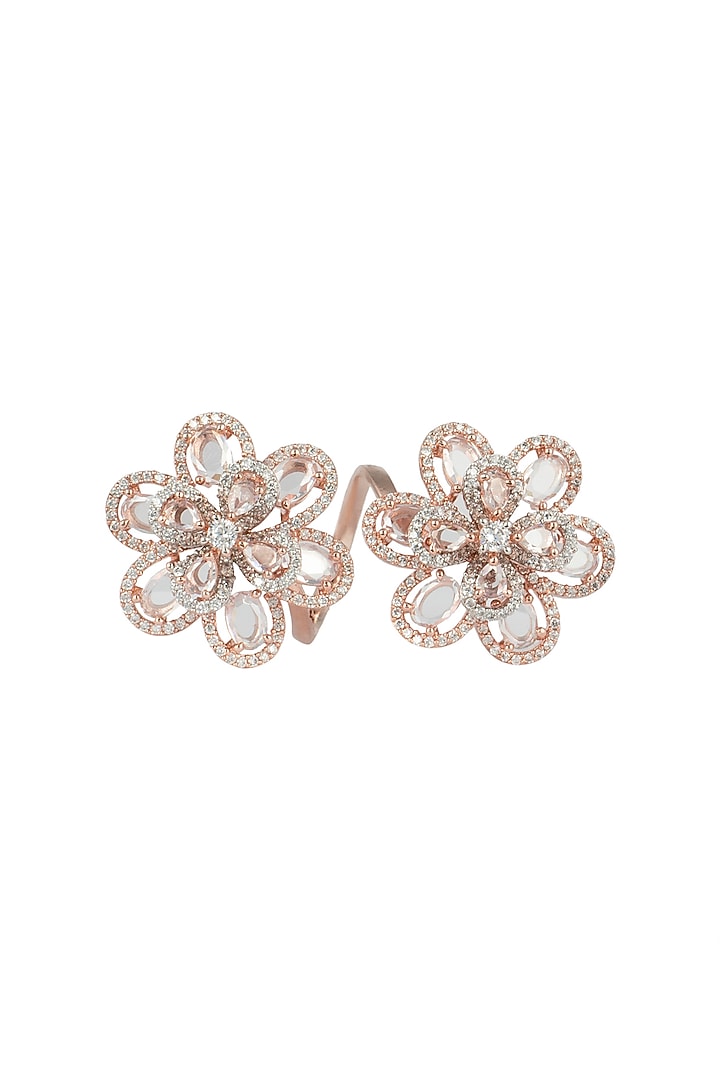 Silver plated faux diamond double flower ring available only at Pernia's Pop Up Shop.