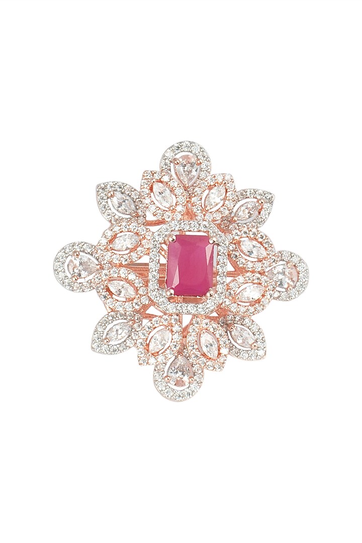 Rose gold plated faux ruby and diamond ring available only at Pernia's Pop Up Shop.