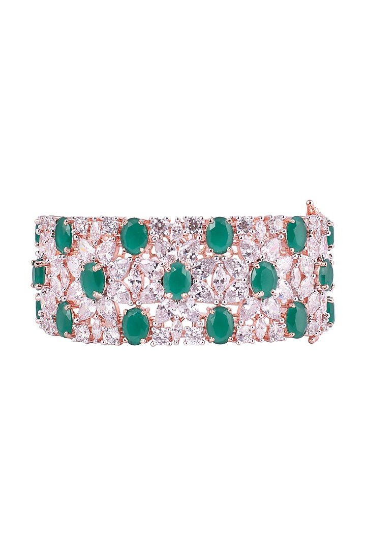 Silver plated faux emerald and diamond bracelet available only at Pernia's Pop Up Shop.