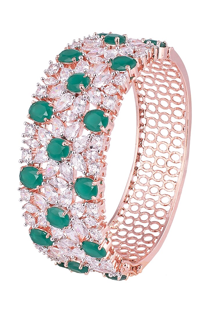 Silver plated faux emerald and diamond bracelet available only at Pernia's Pop Up Shop.