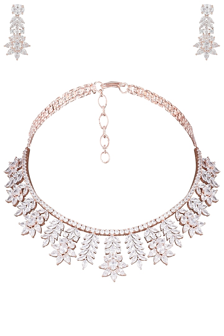 Silver plated faux diamond flare necklace set available only at Pernia's Pop Up Shop.