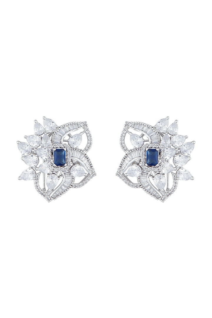 Silver plated diamond stud earrings by Aster at Pernia's Pop Up Shop