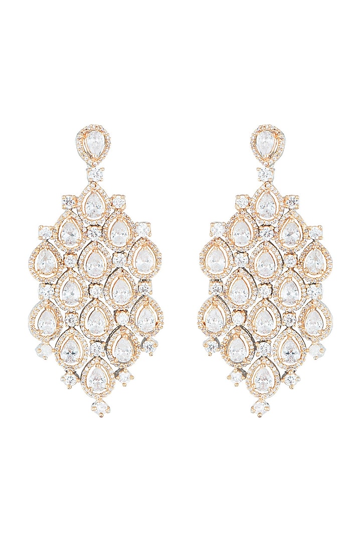 Gold plated diamond long earrings by Aster at Pernia's Pop Up Shop