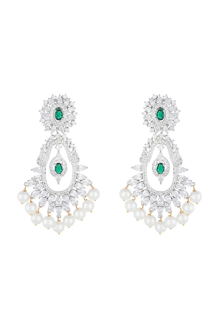 Silver plated diamond dangler earrings by Aster at Pernia's Pop Up Shop