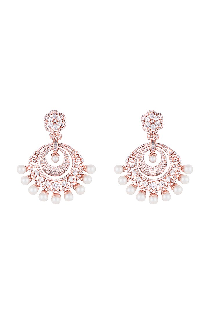 Silver plated faux diamond chandbali earrings by Aster at Pernia's Pop Up Shop