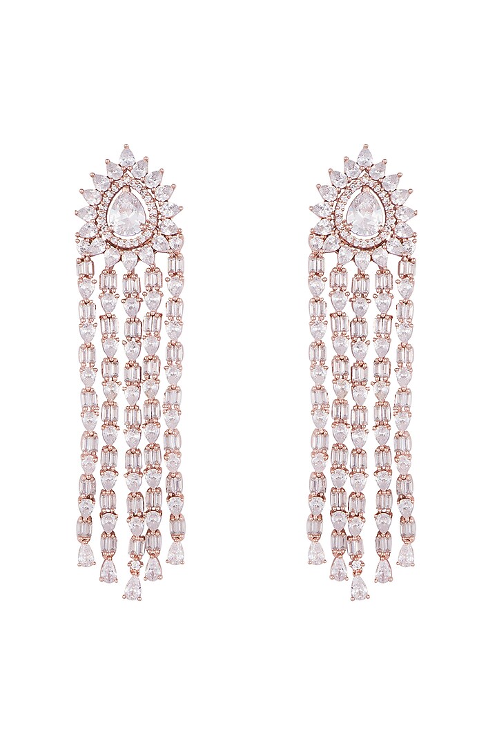 Silver plated faux diamond dangler earrings by Aster at Pernia's Pop Up Shop
