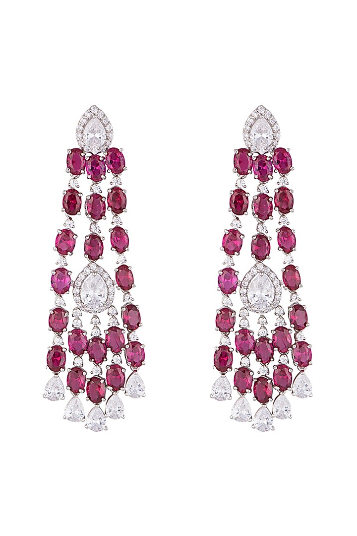 Silver plated faux diamond and ruby earrings by Aster at Pernia's Pop Up Shop
