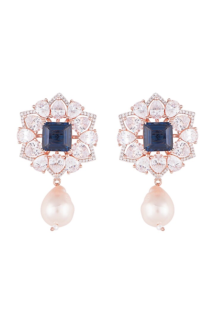 Silver plated faux diamond and sapphire earrings by Aster at Pernia's Pop Up Shop