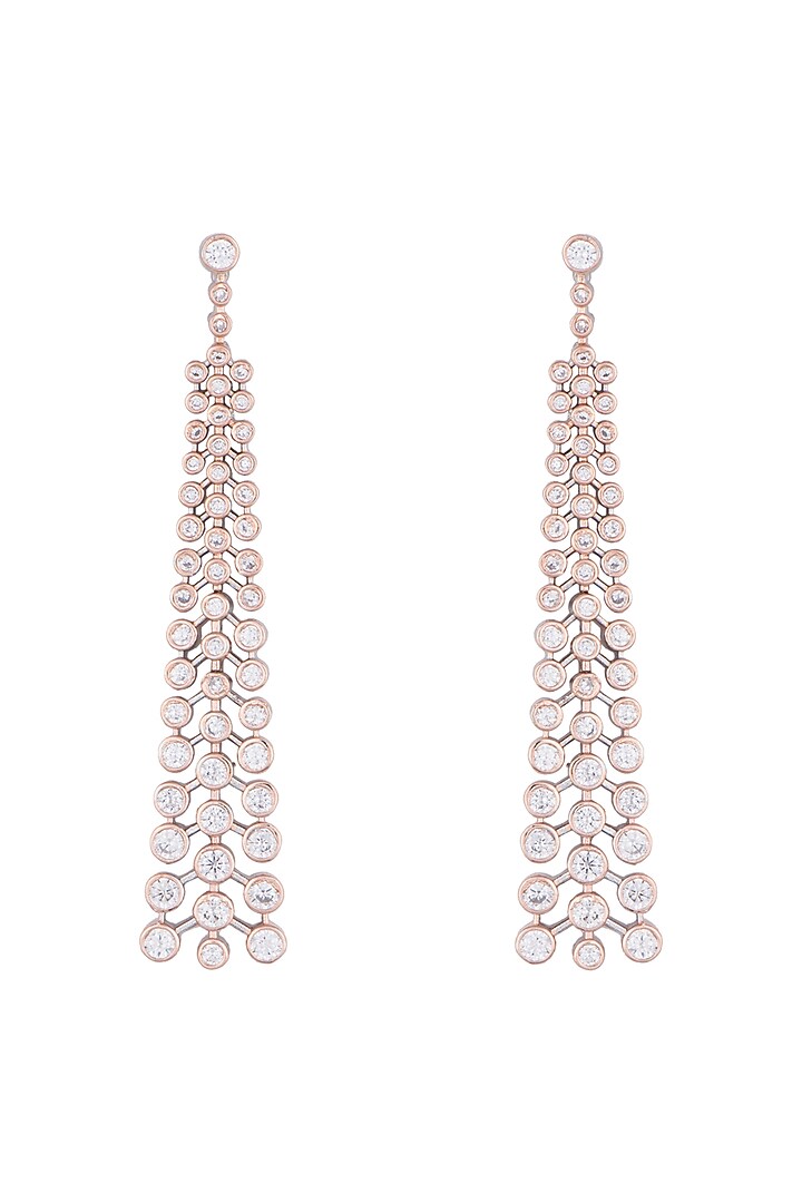 Silver plated faux diamond dangler earrings by Aster at Pernia's Pop Up Shop
