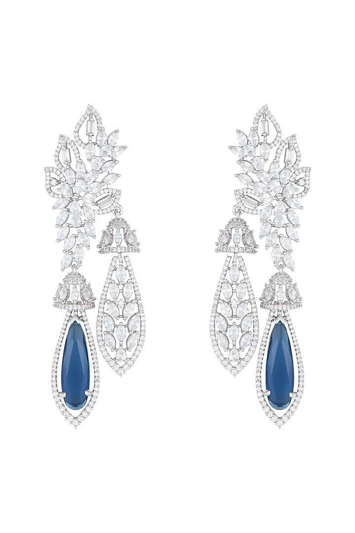 Silver Plated Faux Diamond & Sapphire Earrings by Aster at Pernia's Pop Up Shop