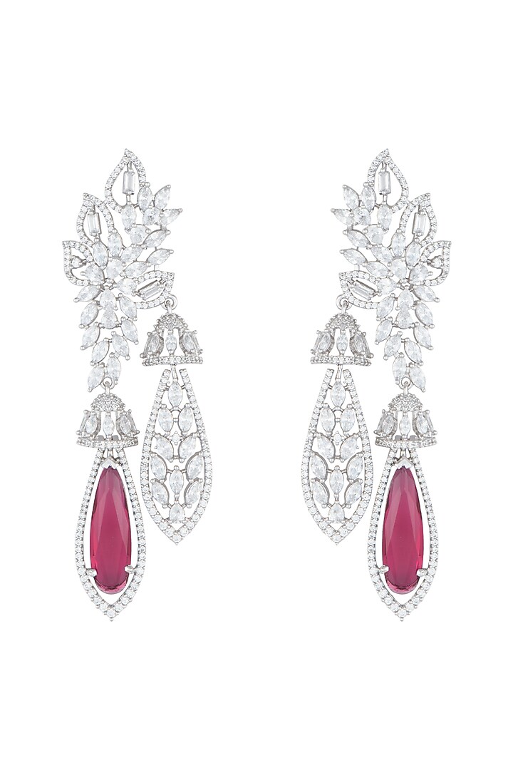 Silver Plated Faux Diamond & Ruby Earrings by Aster at Pernia's Pop Up Shop