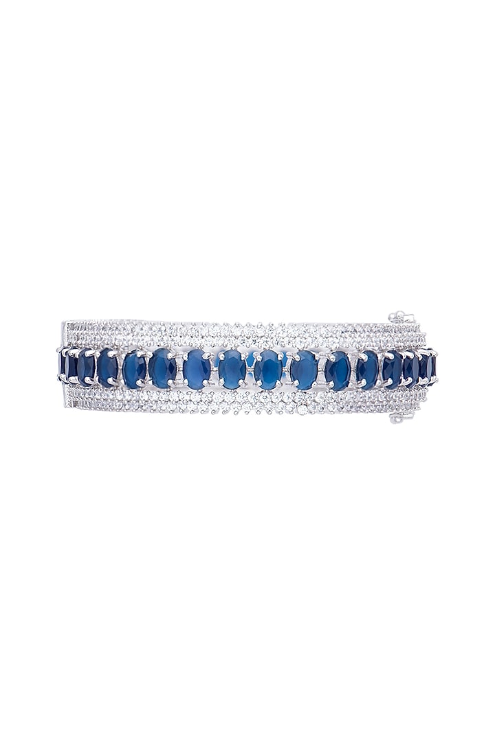 White gold plated sapphire and zircon bangle by Aster at Pernia's Pop Up Shop