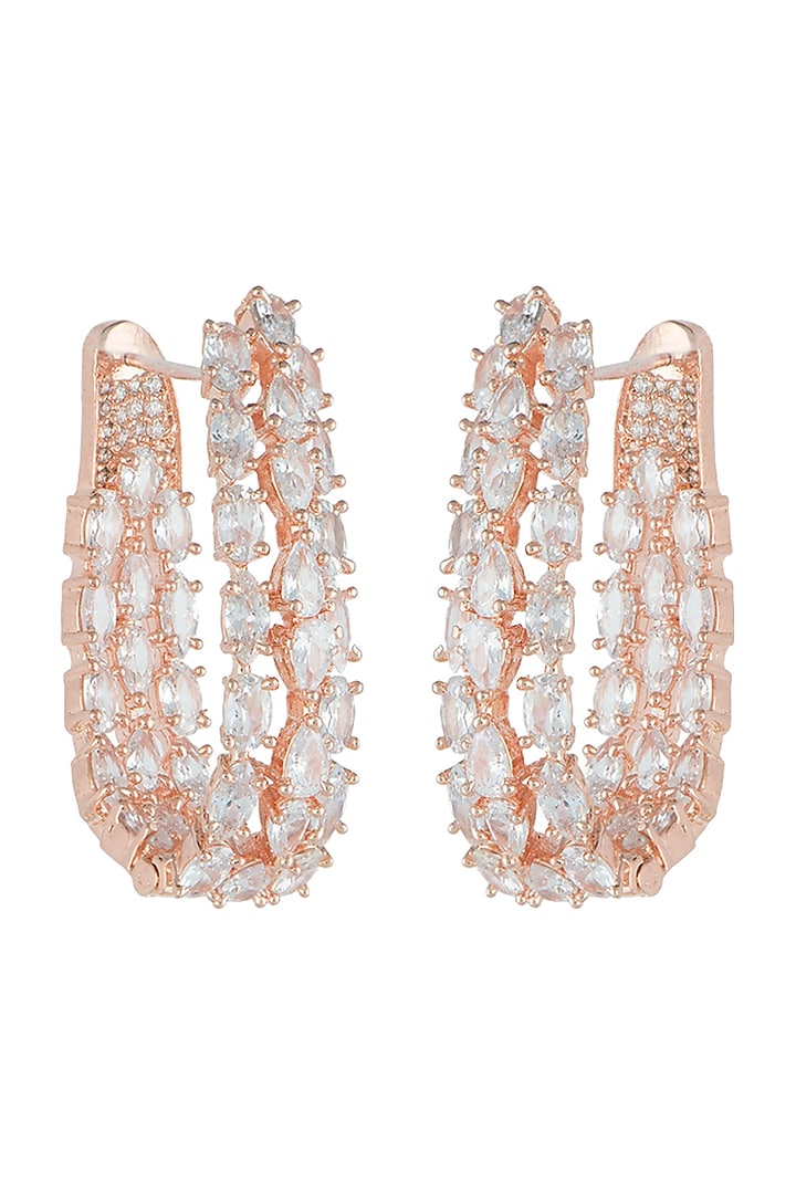 Rose Gold Plated Faux Diamonds Earrings by Aster at Pernia's Pop Up Shop