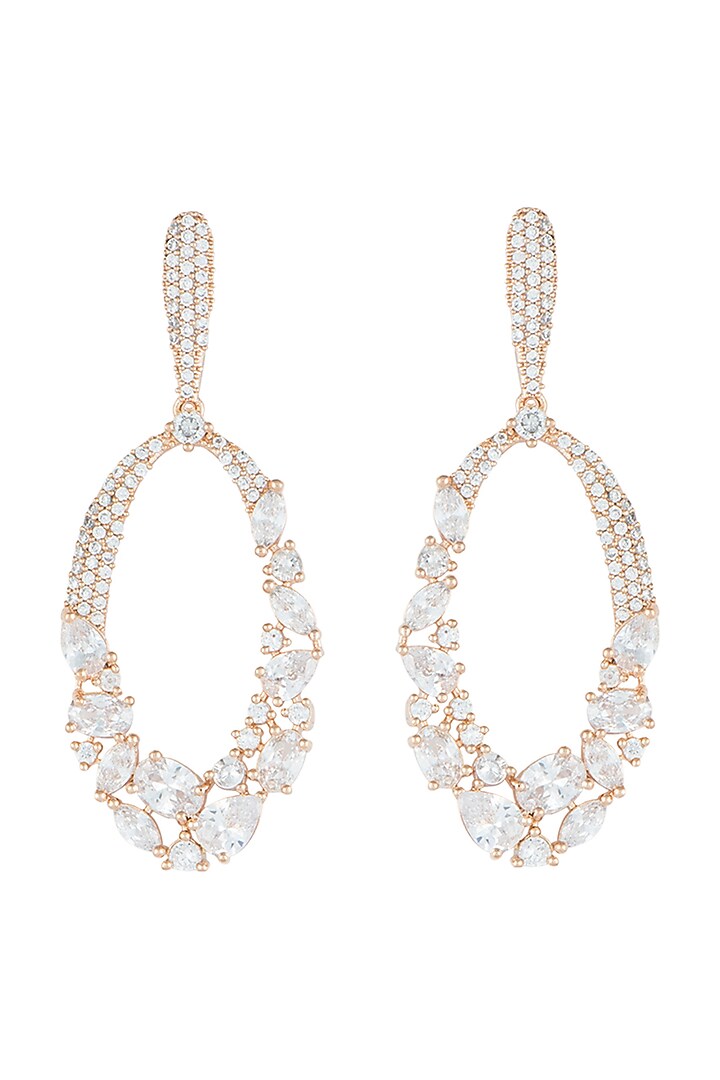 Rose Gold Plated Faux Diamonds Dangler Earrings by Aster at Pernia's Pop Up Shop