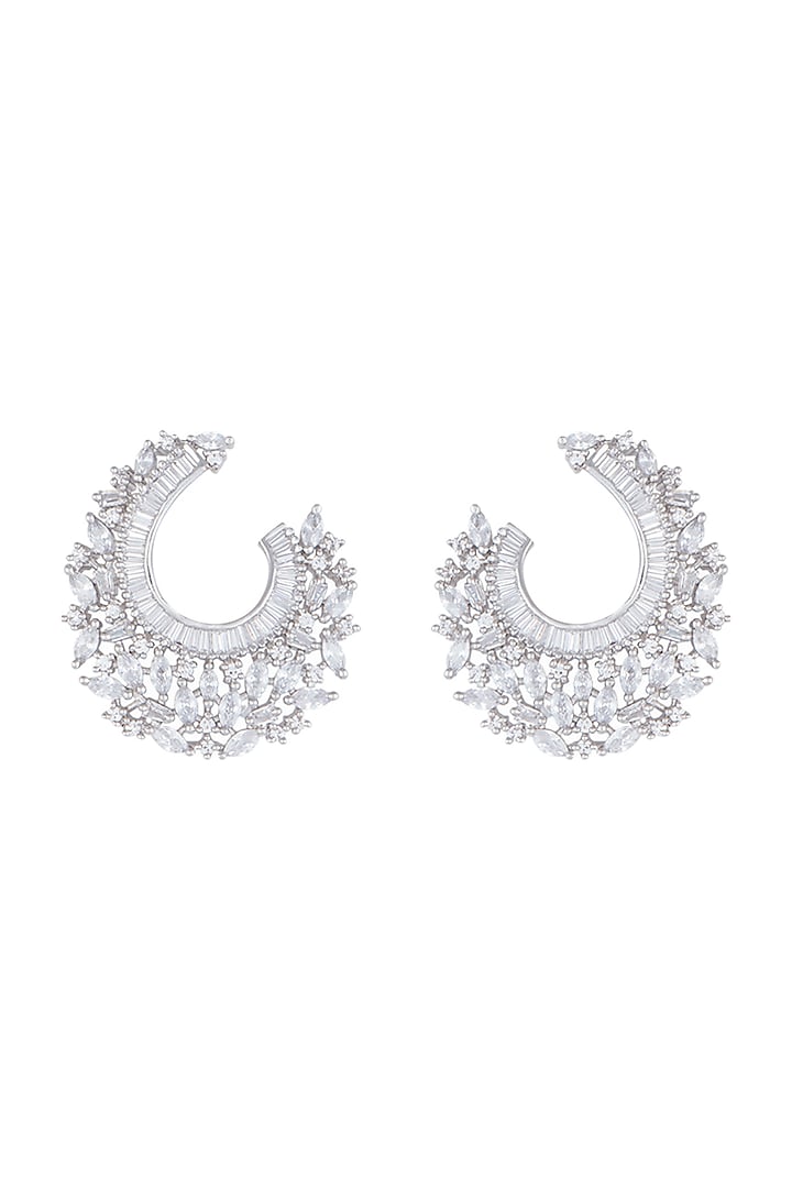 Silver Plated Faux Diamonds Hoop Earrings Design by Aster at Pernia's ...