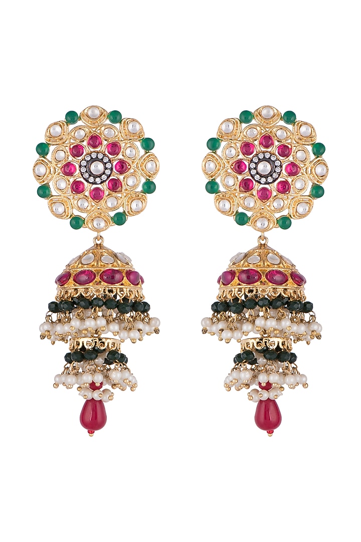 Gold Plated Faux Pearl Jhumka Earrings by Aster at Pernia's Pop Up Shop
