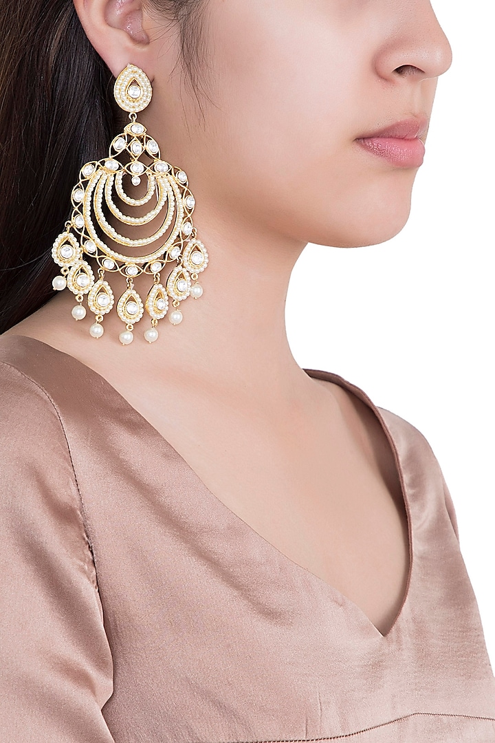Gold Plated Long Earrings by Aster