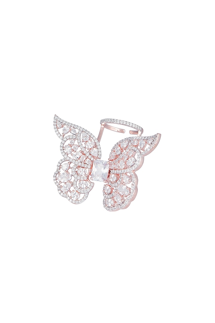 Rose gold plated faux diamond and zircon ring by Aster at Pernia's Pop Up Shop