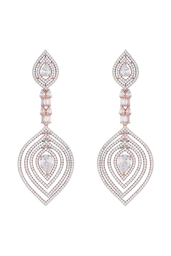 Rose gold plated faux diamond long earrings by Aster at Pernia's Pop Up Shop
