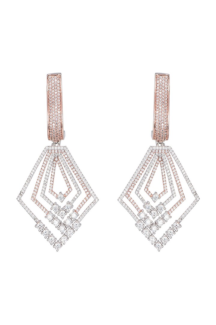 Rose gold plated diamond pave earrings by Aster at Pernia's Pop Up Shop