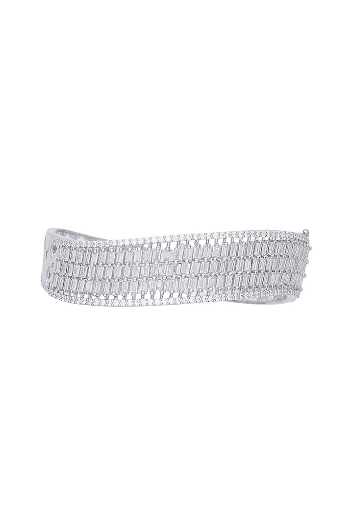 White gold plated baguette bangle by Aster at Pernia's Pop Up Shop
