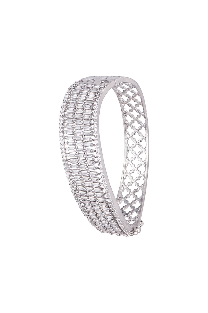 White gold plated baguette bangle by Aster at Pernia's Pop Up Shop