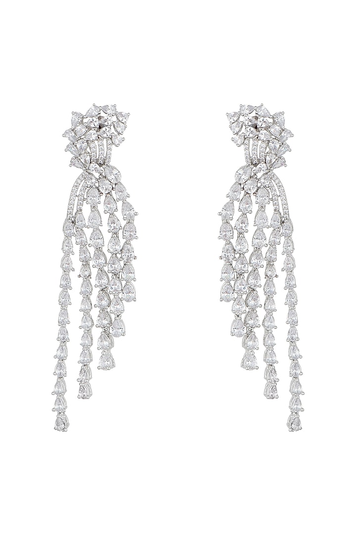 White rhodium plated zircon earrings by Aster at Pernia's Pop Up Shop
