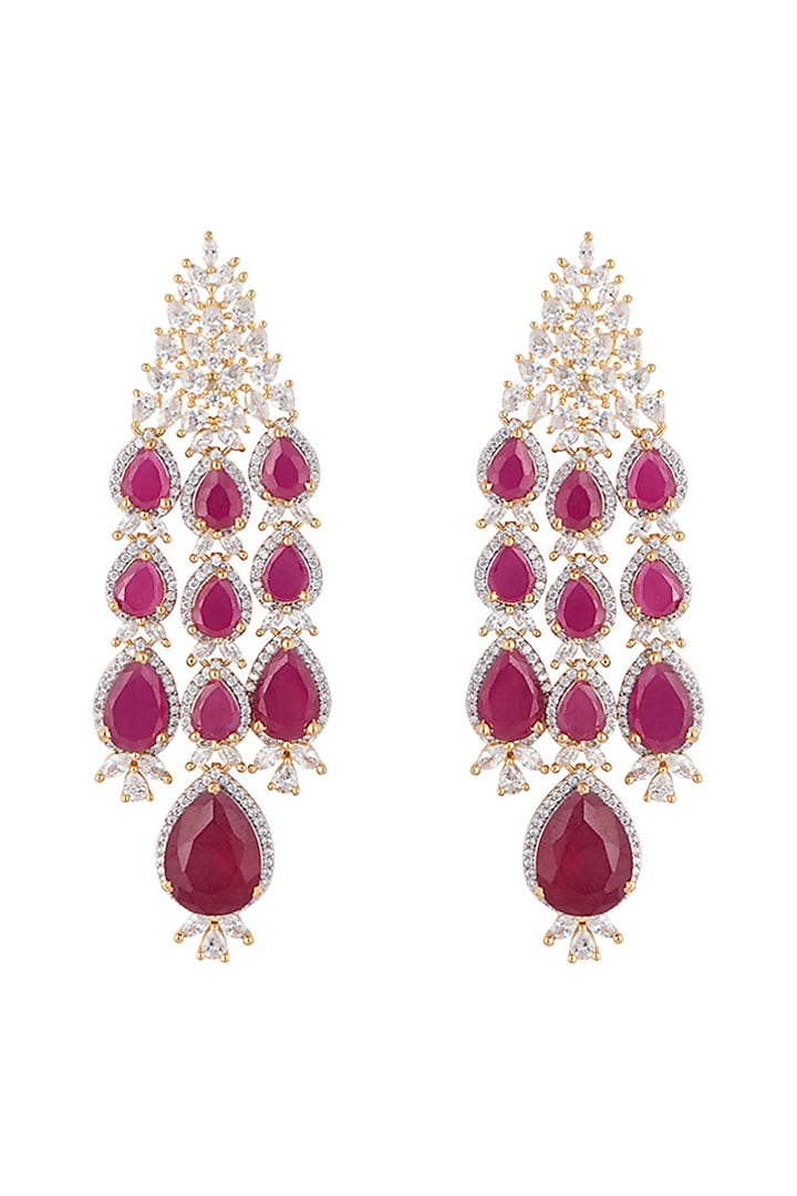 Silver plated faux diamond and ruby earrings by Aster at Pernia's Pop Up Shop