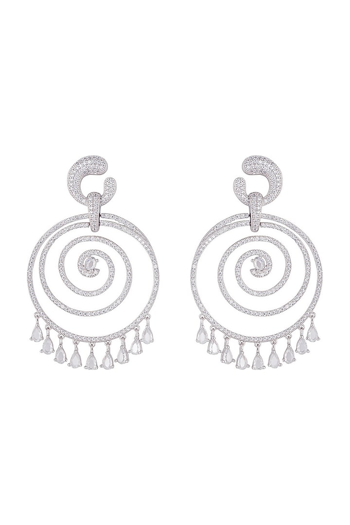 Silver plated faux diamond spiral earrings by Aster at Pernia's Pop Up Shop