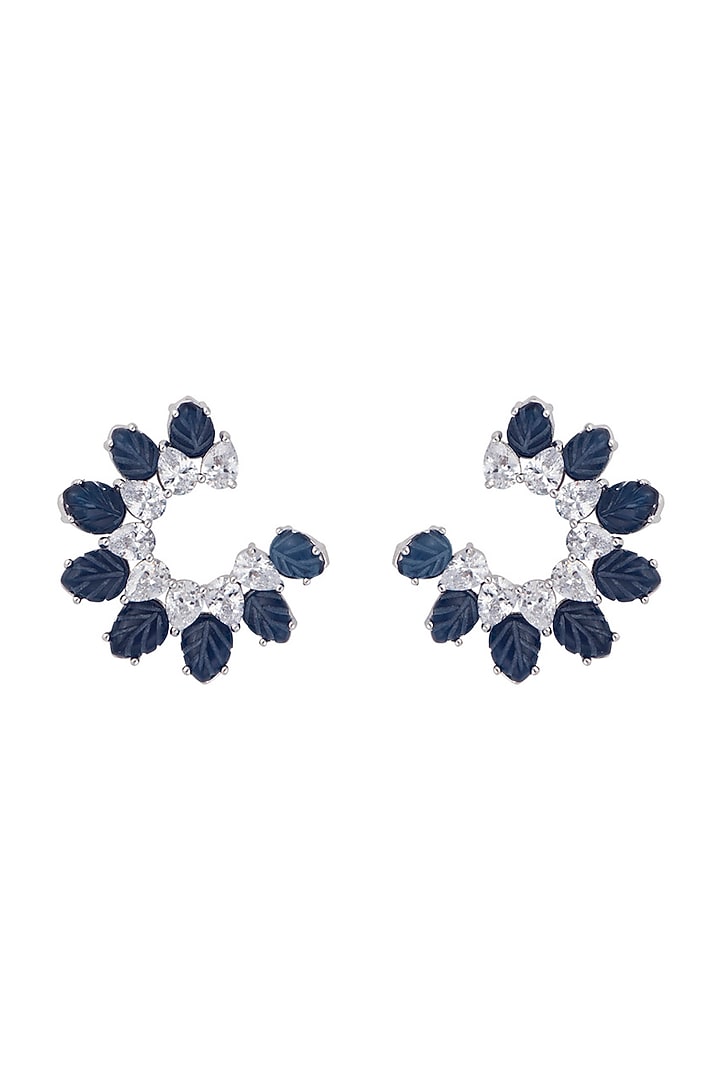 Silver plated faux diamond and sapphire earrings by Aster at Pernia's Pop Up Shop