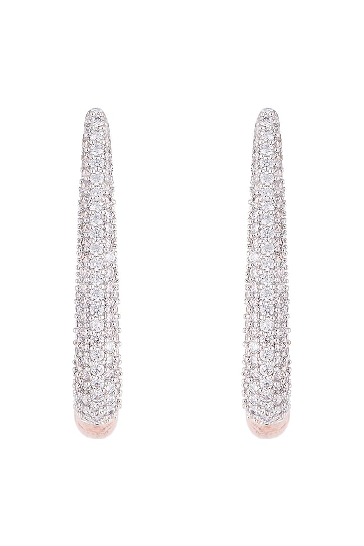 Rose gold plated faux diamond hoop earrings Design by Aster at Pernia's Pop Up Shop 2023