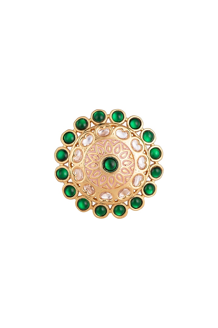 Gold plated faux kundan ring by Aster at Pernia's Pop Up Shop